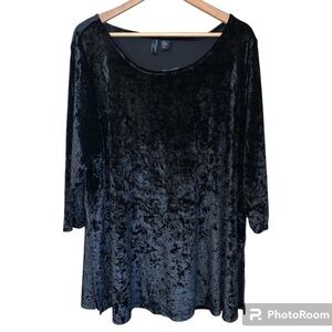 NWT Cynthia Rowley 2X luxe tee velvet blouse black 3/4 sleeves plus size 20W